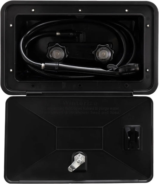 房車外置淋浴套件，帶鎖牛仔式淋浴噴頭、51英寸軟管和2.5加侖/分鐘噴頭 - 抗紫外線，易於安裝，適合露營者