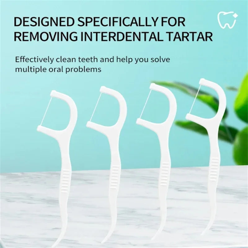 1/2/5/10盒裝便攜式一次性牙線塑膠牙籤高張力牙線棒牙線盒口腔護理