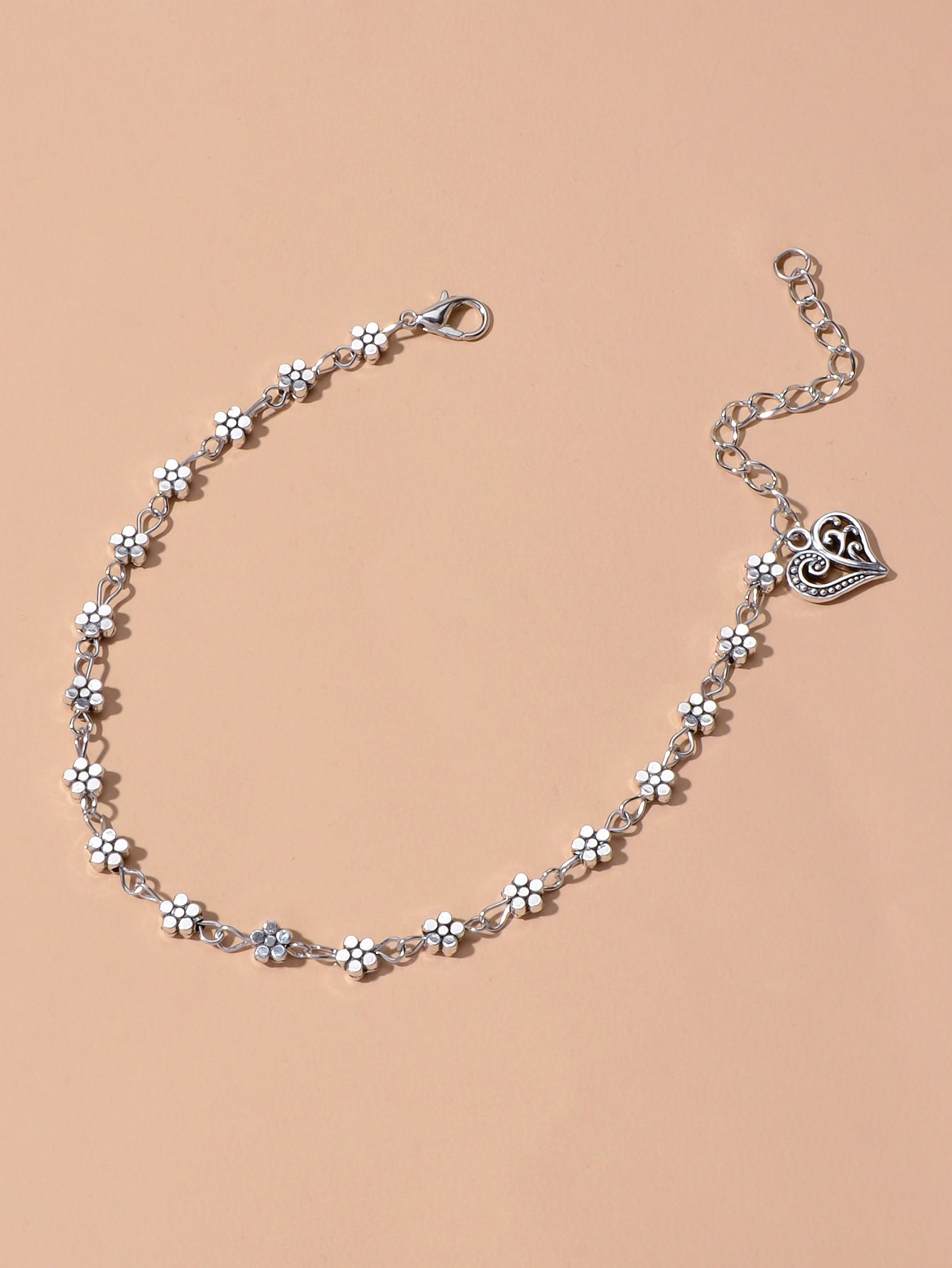 Feelontop Flower Infinity Endless Heart Charm Anklet Tribal Ethnic Foot Jewelry