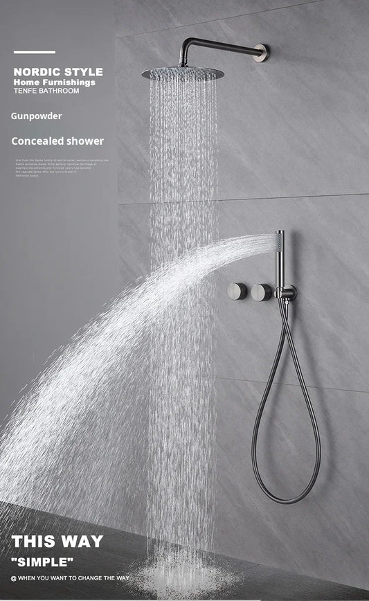 High-quality 10-year Warranty Bathroom Mixer Concealed Rain Shower System Set Solid Copper Bathtub Rain Shower Faucet for Hotel