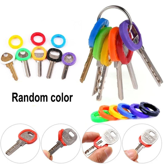 10pcs 24pcs 32pcs Color Key Sleeve Mixed Color Soft Silicone Elastic Key Ring Marking to Distinguish The Key for DIY Key Pendant