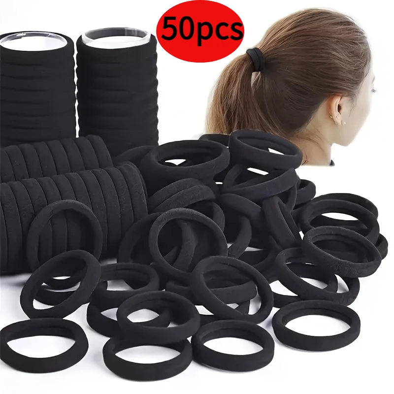 50/100 black hair clips, suitable for girls. | High-elasticity hair bands, hair tie holders, ponytail fasteners, and accessories