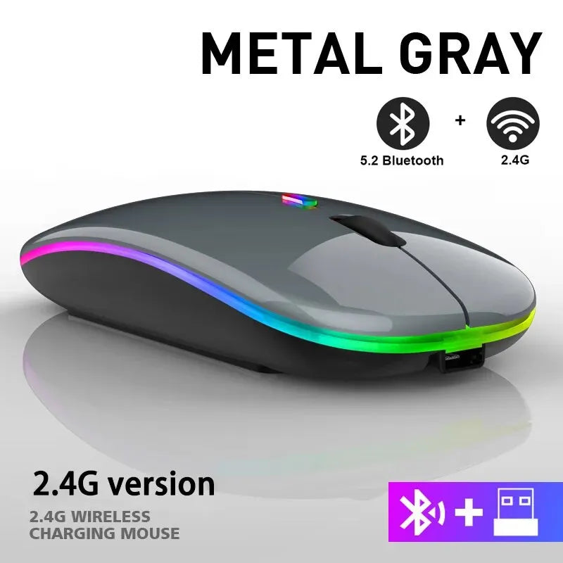 Wireless Mouse For Laptop PC Bluetooth RGB Rechargeable Mouses Wireless Computer Silent Mice LED Backlit Ergonomic Gaming Mouse