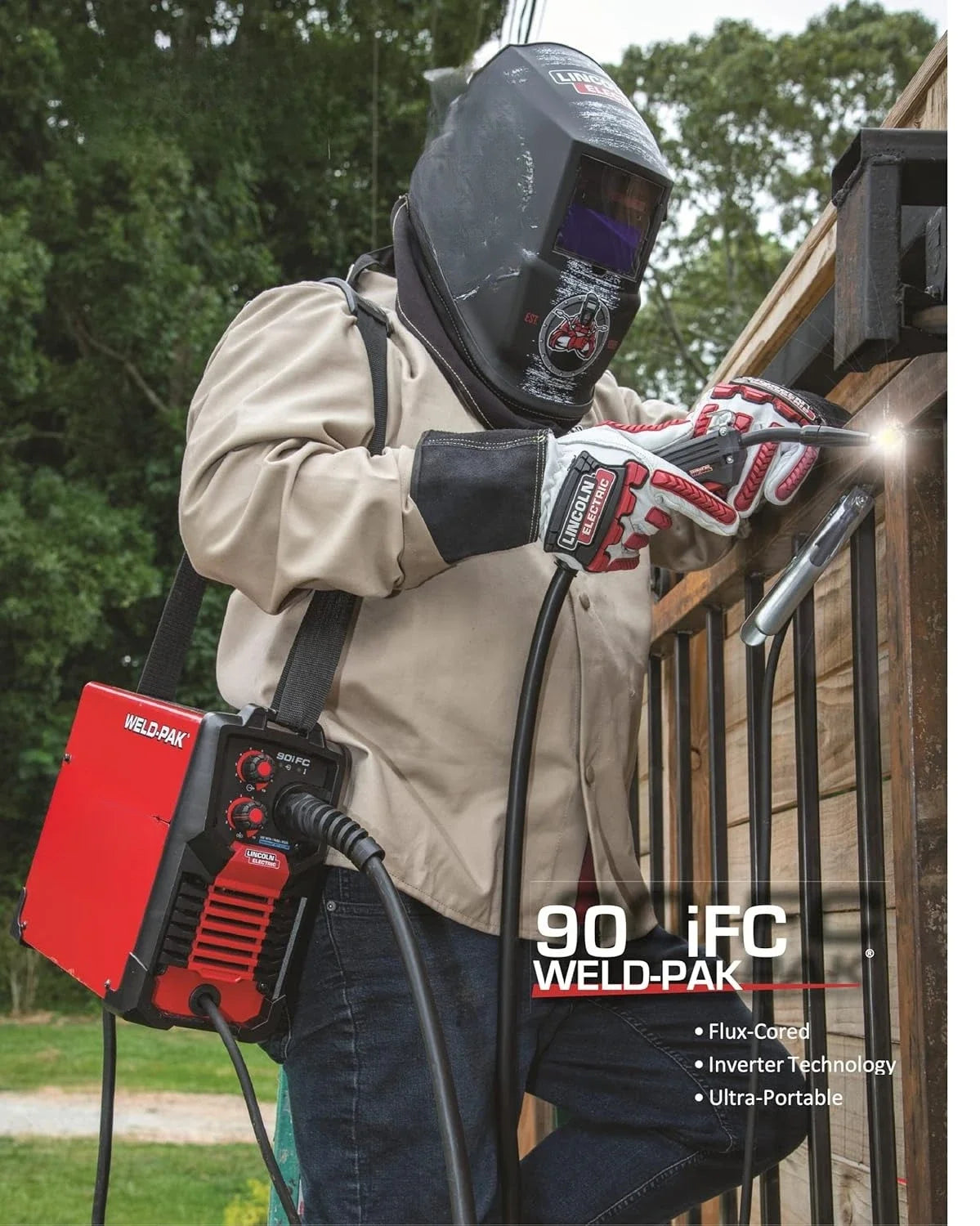 Flux Core Wire Feed Weld-PAK Welder, 120V Welding Machine, Portable w/Shoulder Strap, Protective Metal Case, Best for Small Jobs