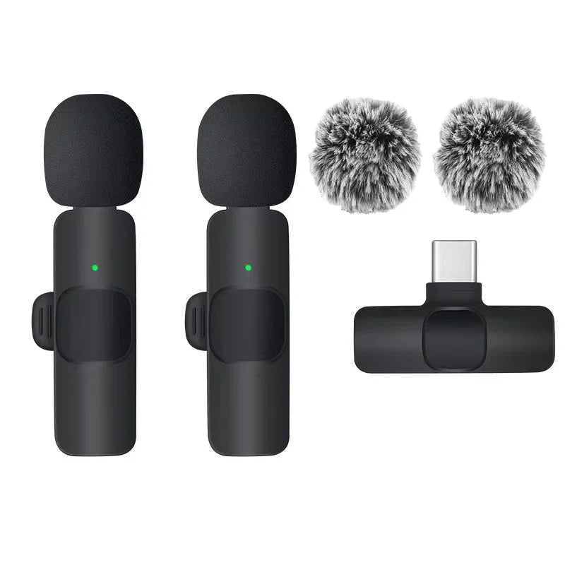 Wireless Lavalier Mic Audio Video Recording Mini Replaceable Windproof Fleece Microphone for vlog YouTube Shooting Microphone