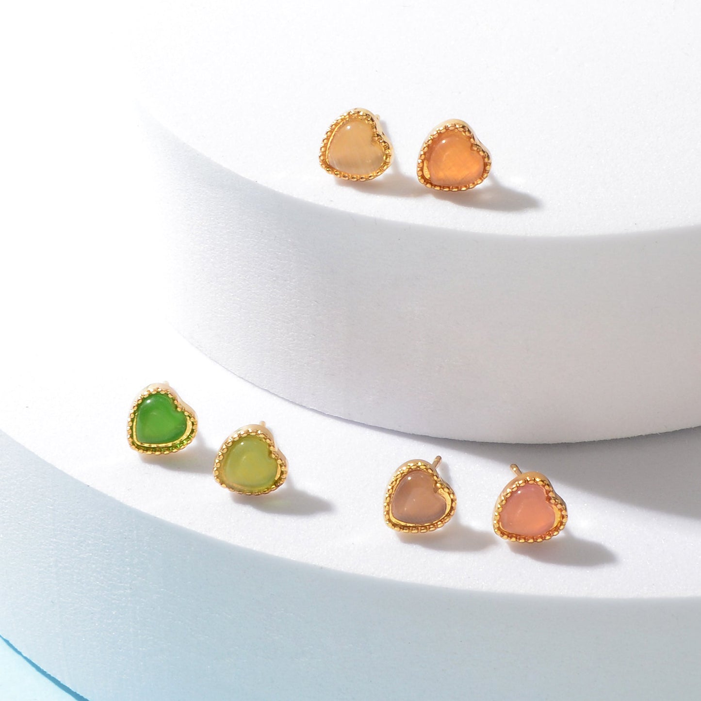 6件糖果色樹脂心型耳環組 節日派對日常佩戴首飾