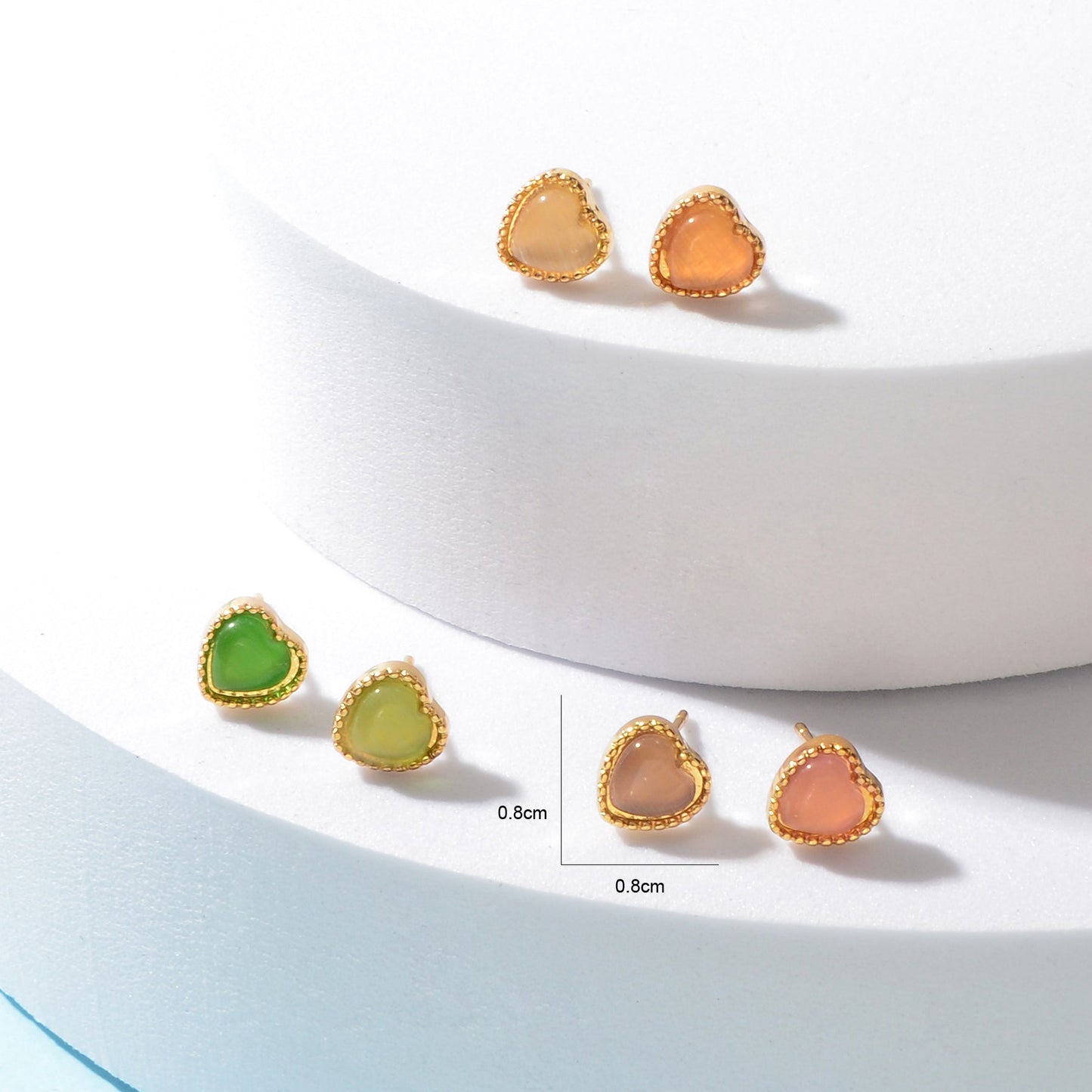 6件糖果色樹脂心型耳環組 節日派對日常佩戴首飾