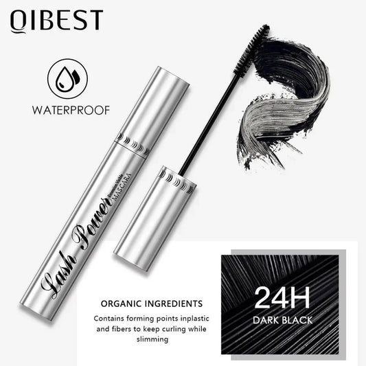 QIBEST Black Mascara Eyelashes Mascara 4D Silky Eyelashes Lengthening Eyelashes Makeup Waterproof Mascara Volume Eye Cosmetics