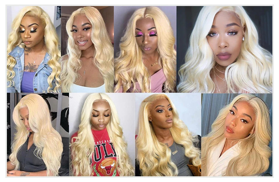 13x4 13x6 360 HD Transparent 613 Lace Frontal Wig Honey Blonde Color Brazilian Raw Body Wave Lace Front Human Hair Wig For Women
