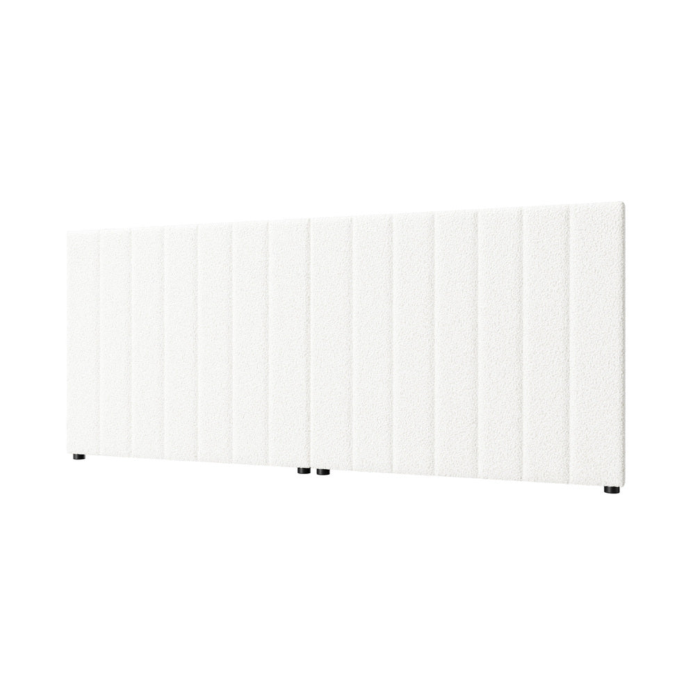 NNEED Bed Frame Headboard Double Queen King White Boucle