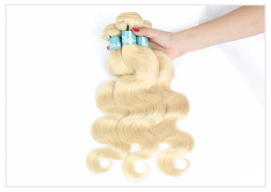 1/3/4 613 金色接髮 巴西髮束 波浪捲 Remy 真髮 長款 26 28 30 32 34 36 38 40 英寸