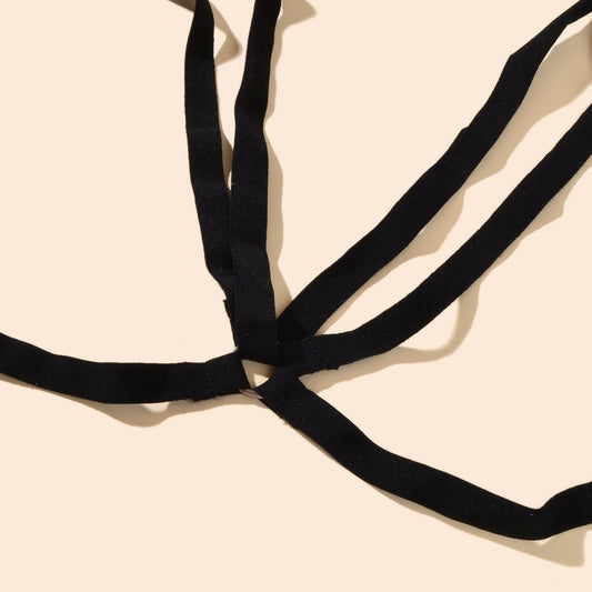 Sexy Black Elastic Chest Chain Layered Bra Chain Harness Nightclub Body Chain