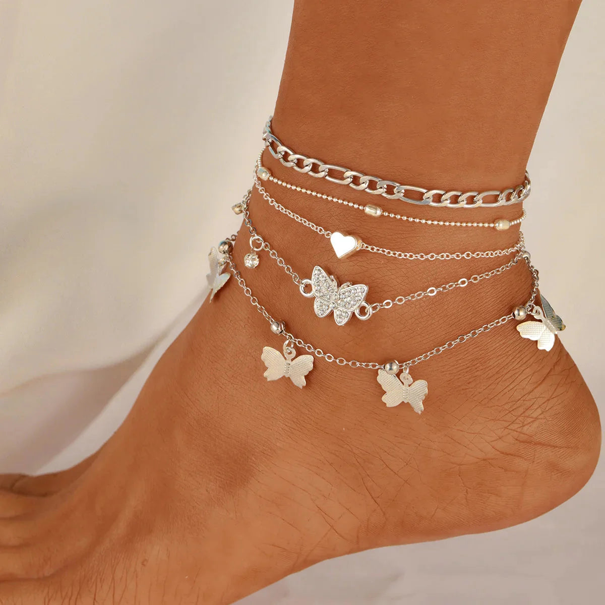 3pcs Retro Pearl Beads Anklet for Women Fashion Handmade Shell Butterfly On Foot Bracelet Bohemian Summer Beach Jewelry Gifts