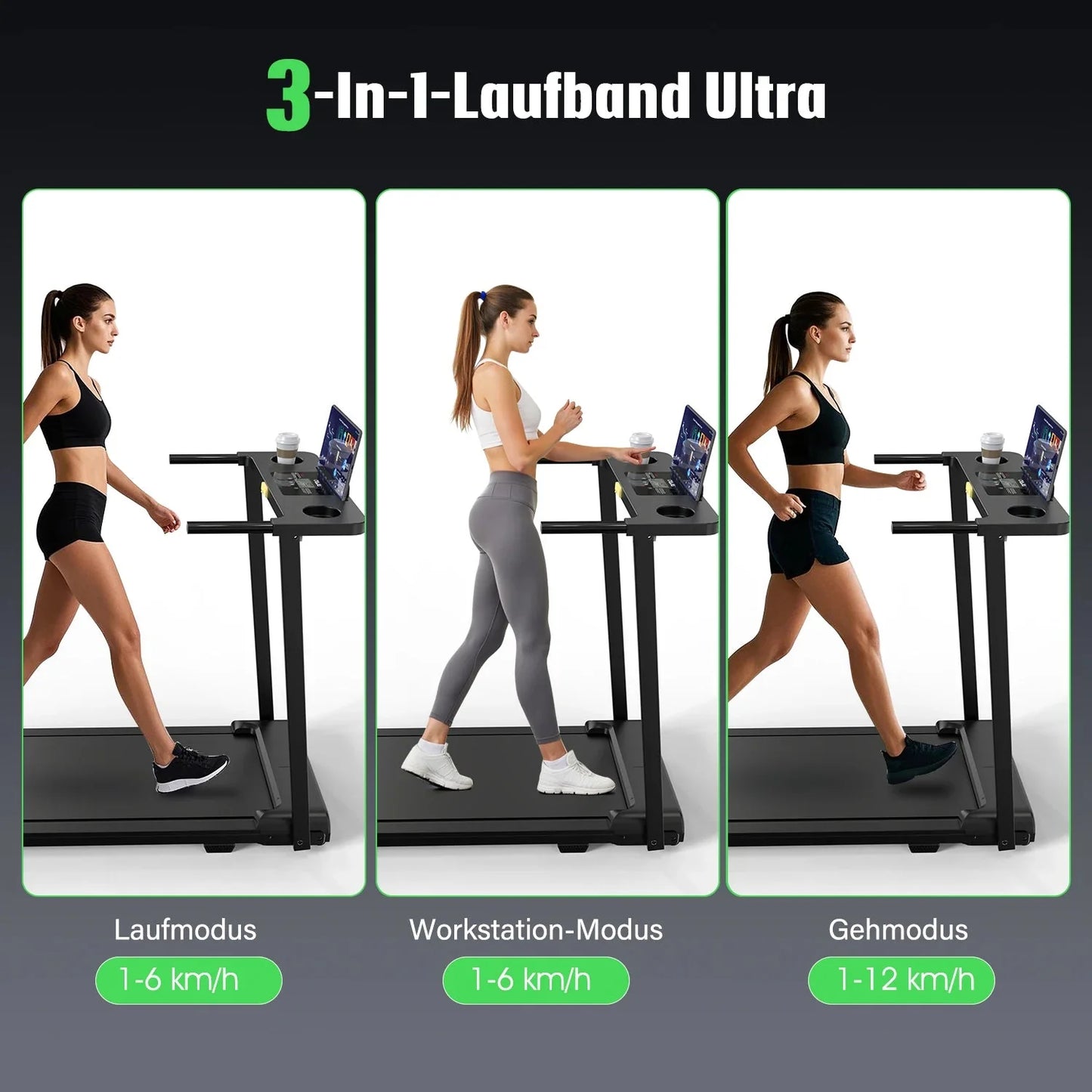 Treadmill Walking Pad for Home 3in1 Folding Under Desk Treadmill 2.5HP Smart Walking Treadmill with APP & LED Display