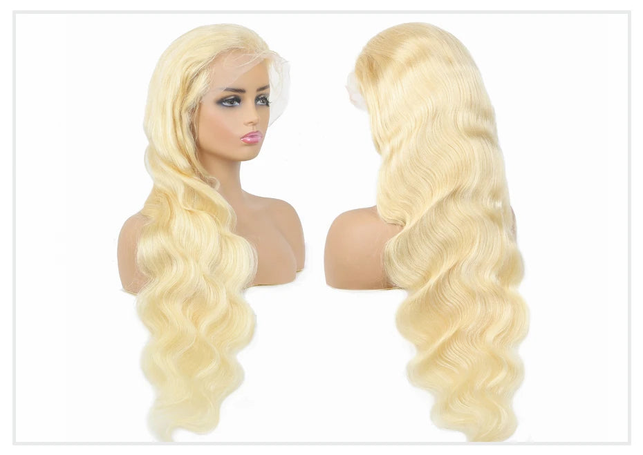 13x4 13x6 360 HD Transparent 613 Lace Frontal Wig Honey Blonde Color Brazilian Raw Body Wave Lace Front Human Hair Wig For Women