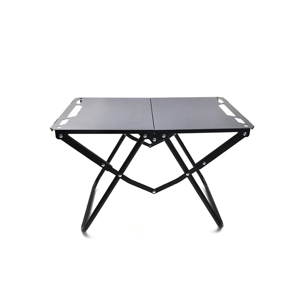 Foldable Hollowed Surface Camping Table Black-0