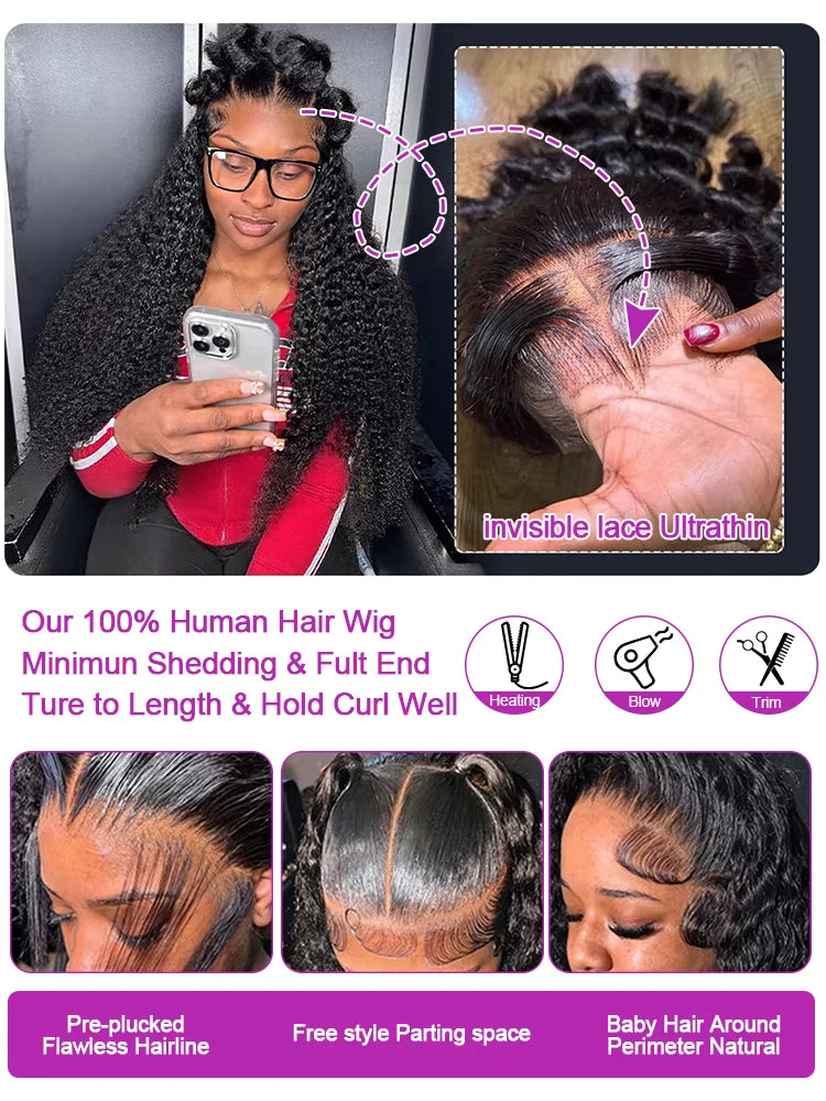 40 46 Inch Water Wave Lace Front Wig Loose Deep Wave 13x4 13x6 Hd Lace Frontal 360 Curly Human Hair Wigs For Women 300% Density