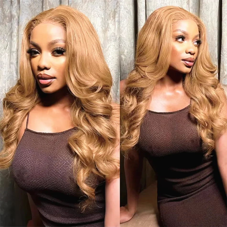 Hd Honey Blonde Wig Human Hair 13x6 Body Wave Lace Front Wigs For Women 13x4 Transparent Lace Loose Wave  #27 Colored Wigs