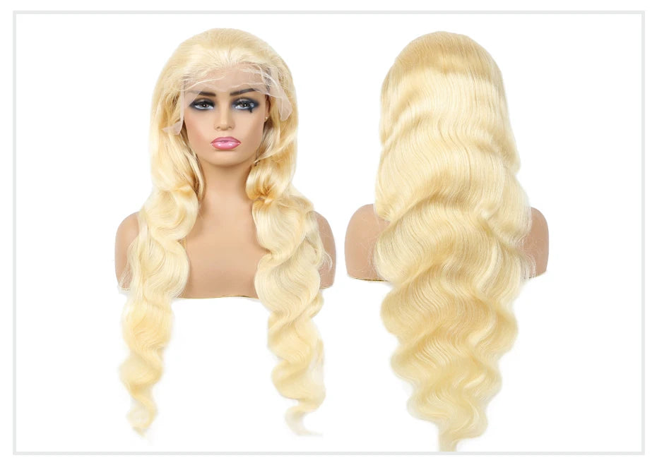 13x4 13x6 360 HD Transparent 613 Lace Frontal Wig Honey Blonde Color Brazilian Raw Body Wave Lace Front Human Hair Wig For Women