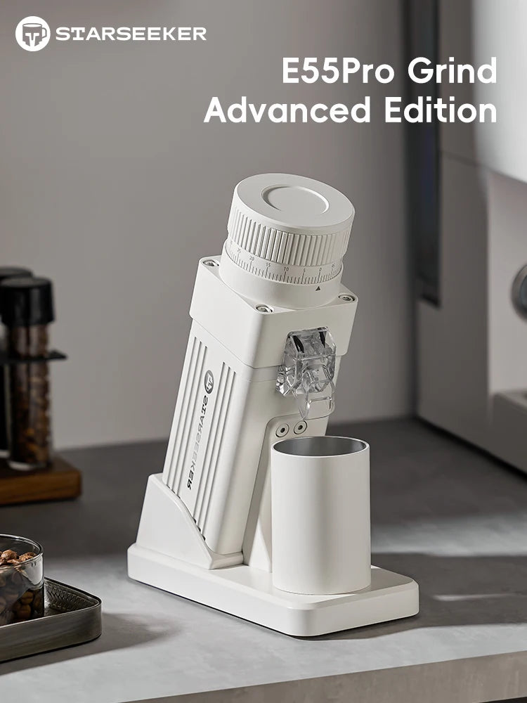 STARSEEKER E55Pro Electric Coffee Grinder 55MM Titanium Cone Burr Stepless Adjustment Espresso Brew Coffee Bean Grinder Black