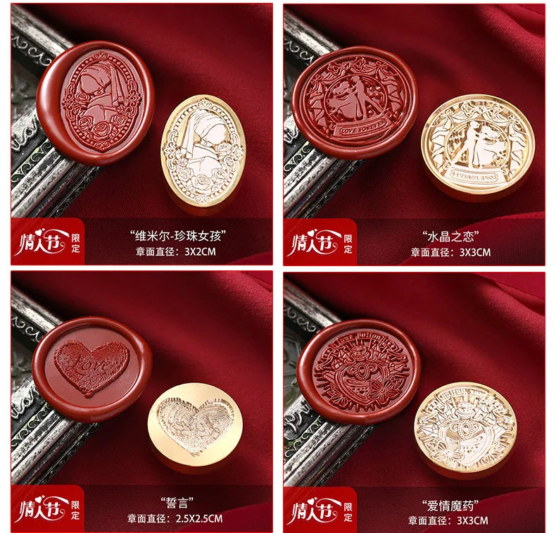 Valentine's Day Wax Seal Stamp Love Rose Sealing Stamp Head DIY Scrapbook Envelopes Wedding Invitations Gift Cards Decor