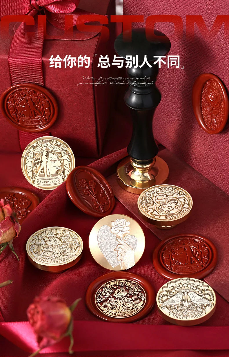 Valentine's Day Wax Seal Stamp Love Rose Sealing Stamp Head DIY Scrapbook Envelopes Wedding Invitations Gift Cards Decor