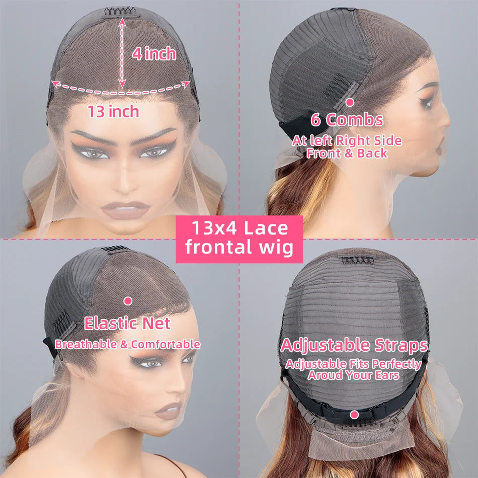 1B/30 Body Wave Highlight Wig Human Hair 13x4 Hd Lace Frontal Wigs Brazilian Preplucked Ombre Colored Wigs Human Hair For Women