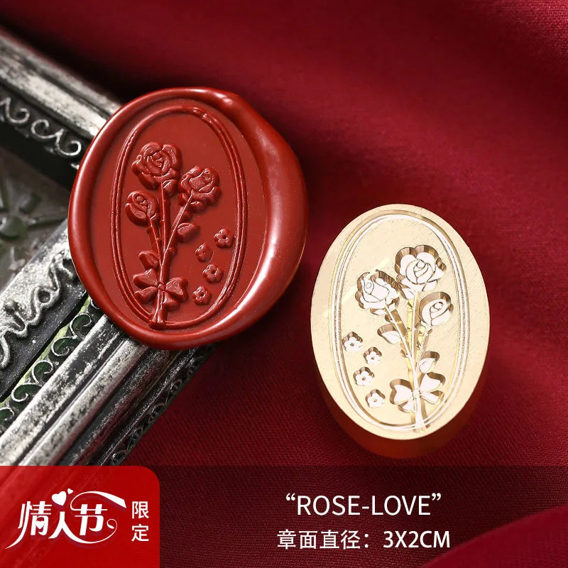 Valentine's Day Wax Seal Stamp Love Rose Sealing Stamp Head DIY Scrapbook Envelopes Wedding Invitations Gift Cards Decor