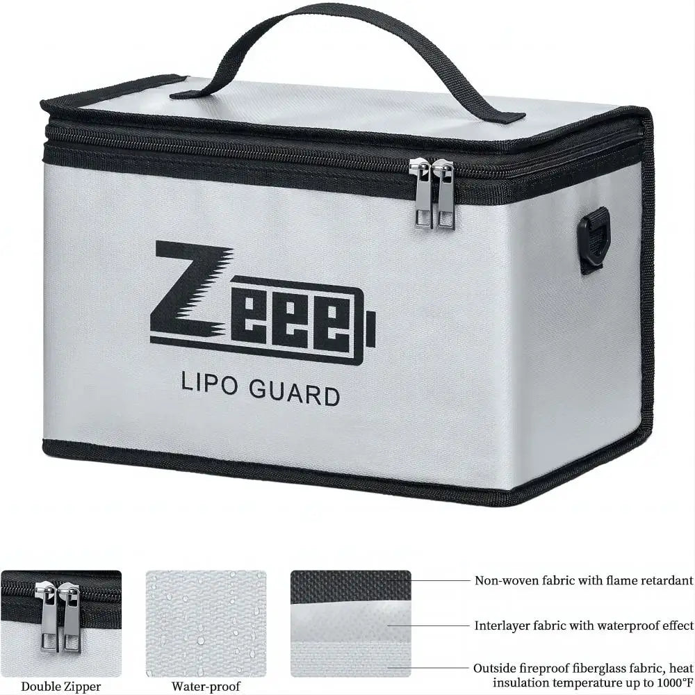 Zeee Lipo Safety Bag 10 Cells Adjustable Battery Fireproof Bag Large Capacity Pouch for Storage Guard Charging Battery Safe Bag