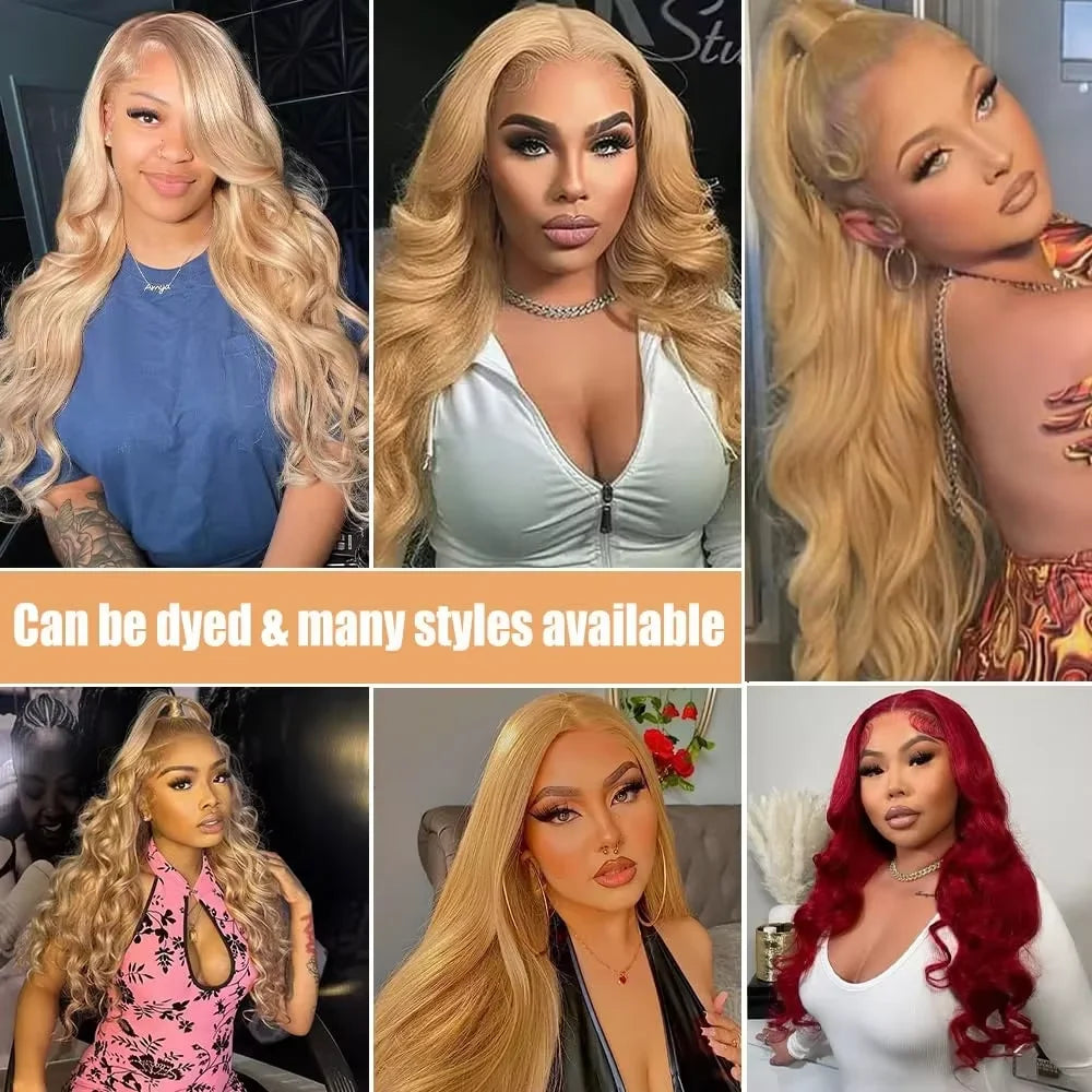 Hd Honey Blonde Wig Human Hair 13x6 Body Wave Lace Front Wigs For Women 13x4 Transparent Lace Loose Wave  #27 Colored Wigs