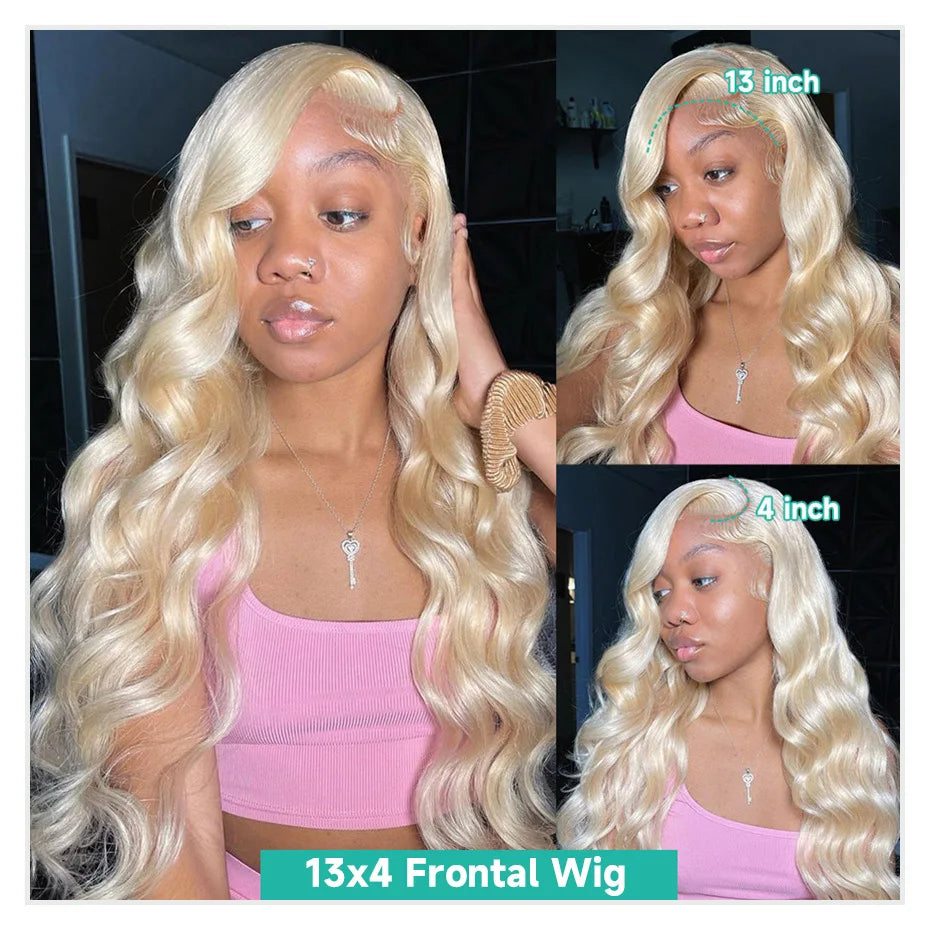 13x4 13x6 360 HD Transparent 613 Lace Frontal Wig Honey Blonde Color Brazilian Raw Body Wave Lace Front Human Hair Wig For Women