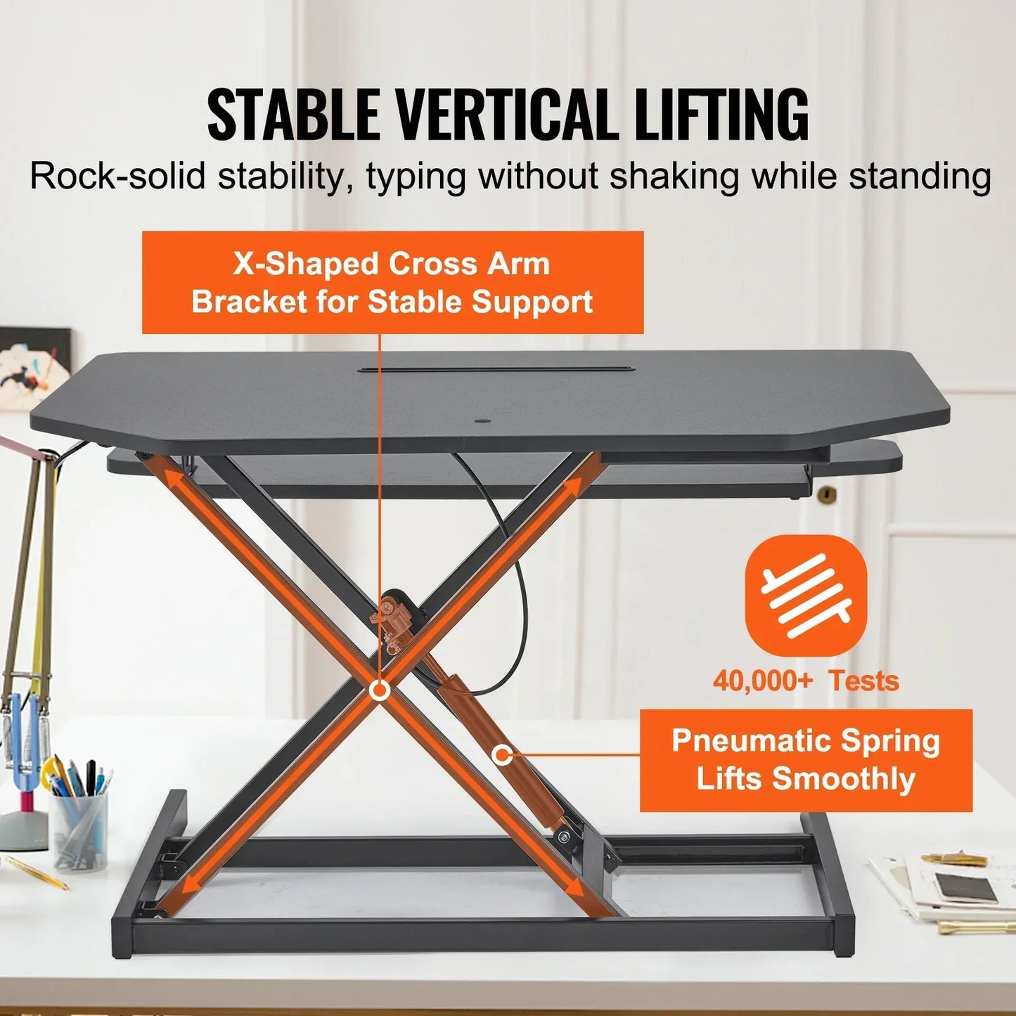 NNEOBA X-Frame Double-Layer Standing Desk Converter - Height Adjustable Sit-to-Stand Desk