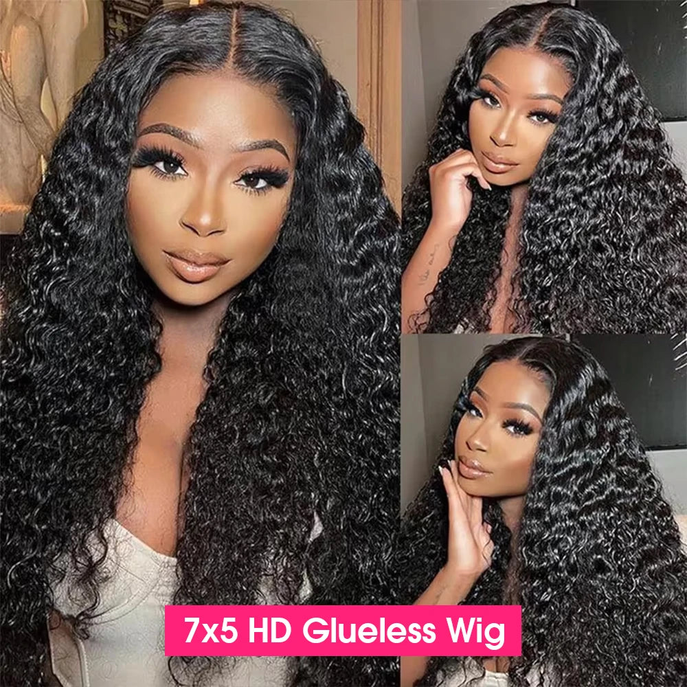 Glueless Kinky Curly Wigs 13x6 HD Lace Frontal Wig Human Hair 4C Afro Curly Lace Front Human Hair Wigs 7x5 HD Lace Closure Wig