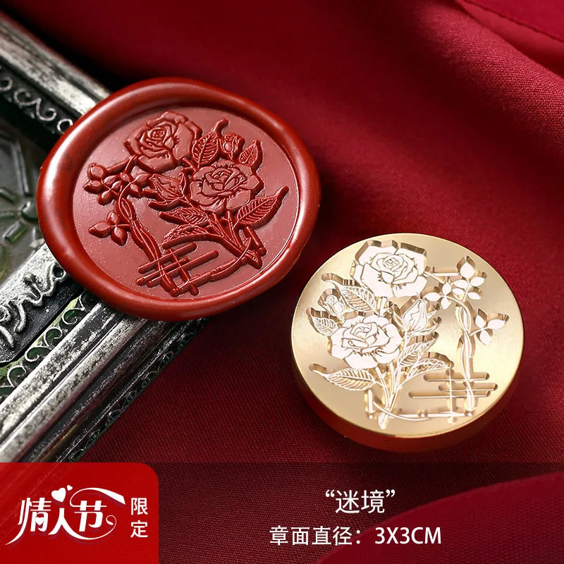 Valentine's Day Wax Seal Stamp Love Rose Sealing Stamp Head DIY Scrapbook Envelopes Wedding Invitations Gift Cards Decor