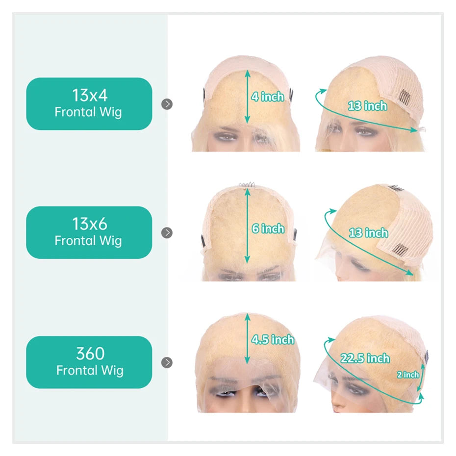 13x4 13x6 360 HD Transparent 613 Lace Frontal Wig Honey Blonde Color Brazilian Raw Body Wave Lace Front Human Hair Wig For Women
