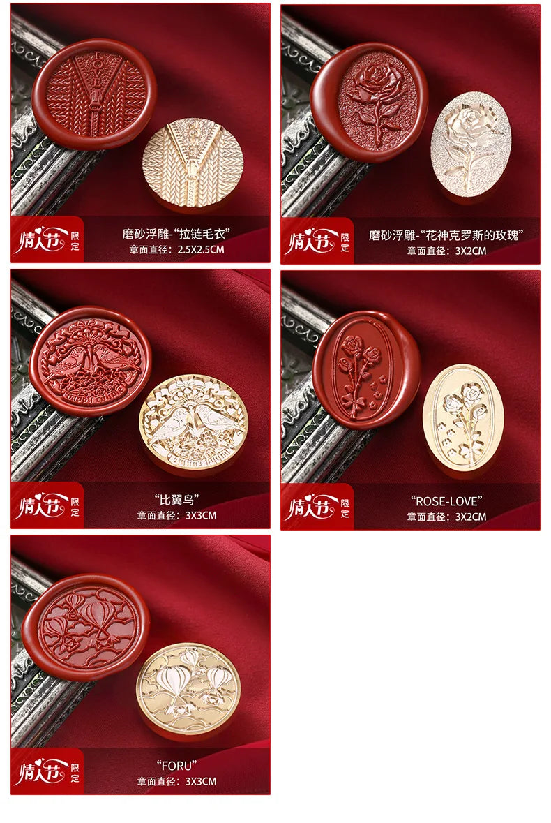 Valentine's Day Wax Seal Stamp Love Rose Sealing Stamp Head DIY Scrapbook Envelopes Wedding Invitations Gift Cards Decor