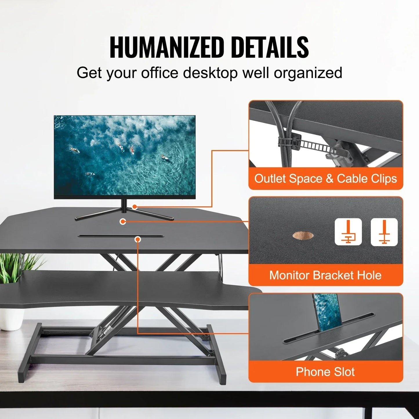 NNEOBA X-Frame Double-Layer Standing Desk Converter - Height Adjustable Sit-to-Stand Desk