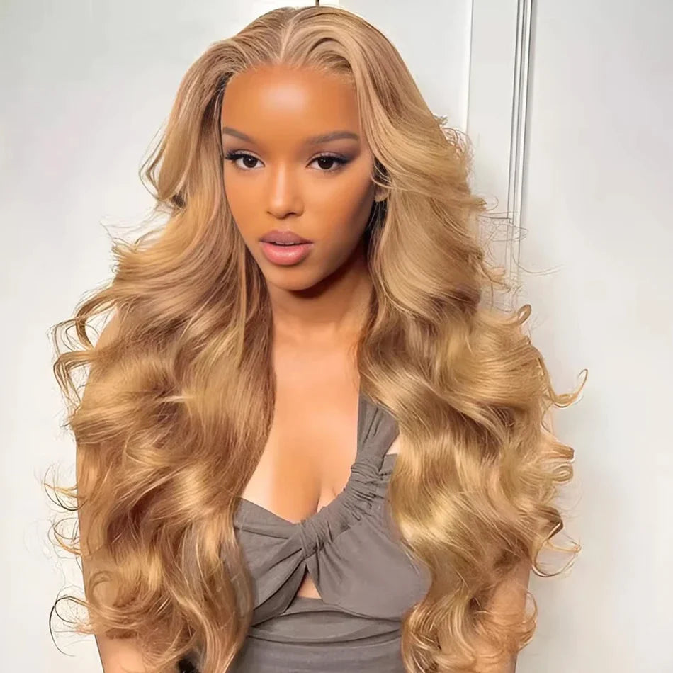 Hd Honey Blonde Wig Human Hair 13x6 Body Wave Lace Front Wigs For Women 13x4 Transparent Lace Loose Wave  #27 Colored Wigs