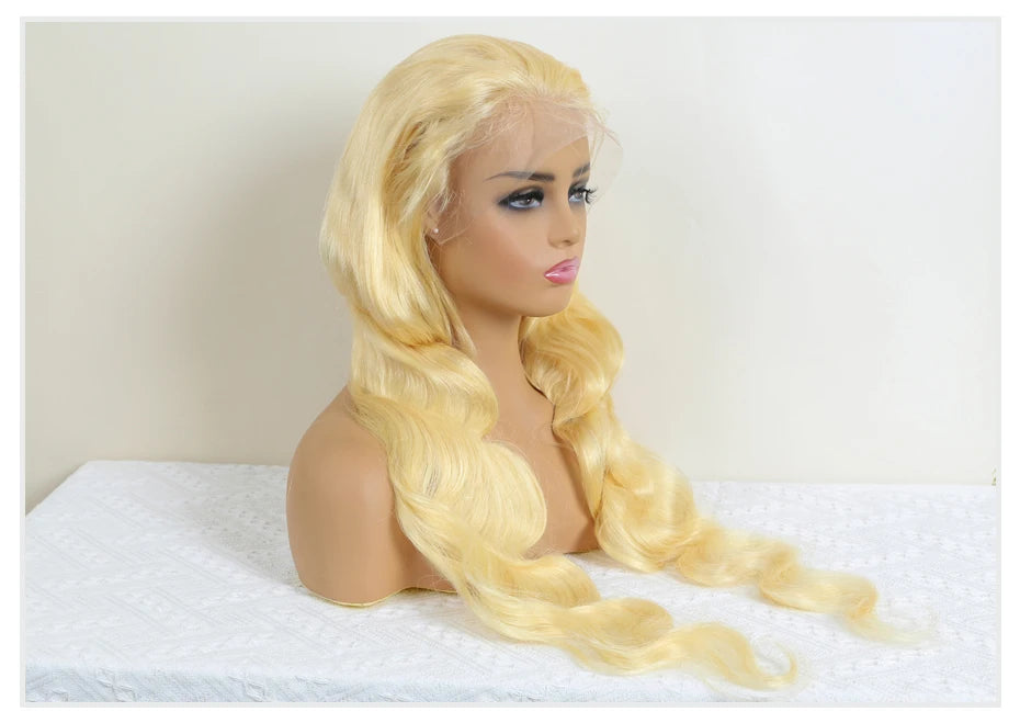 13x4 13x6 360 HD Transparent 613 Lace Frontal Wig Honey Blonde Color Brazilian Raw Body Wave Lace Front Human Hair Wig For Women