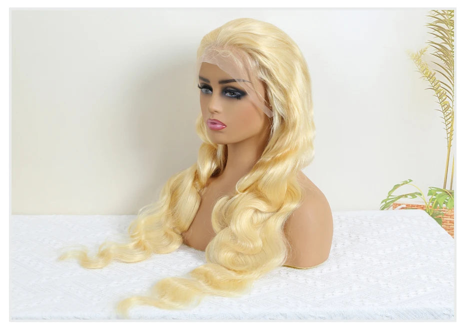 13x4 13x6 360 HD Transparent 613 Lace Frontal Wig Honey Blonde Color Brazilian Raw Body Wave Lace Front Human Hair Wig For Women
