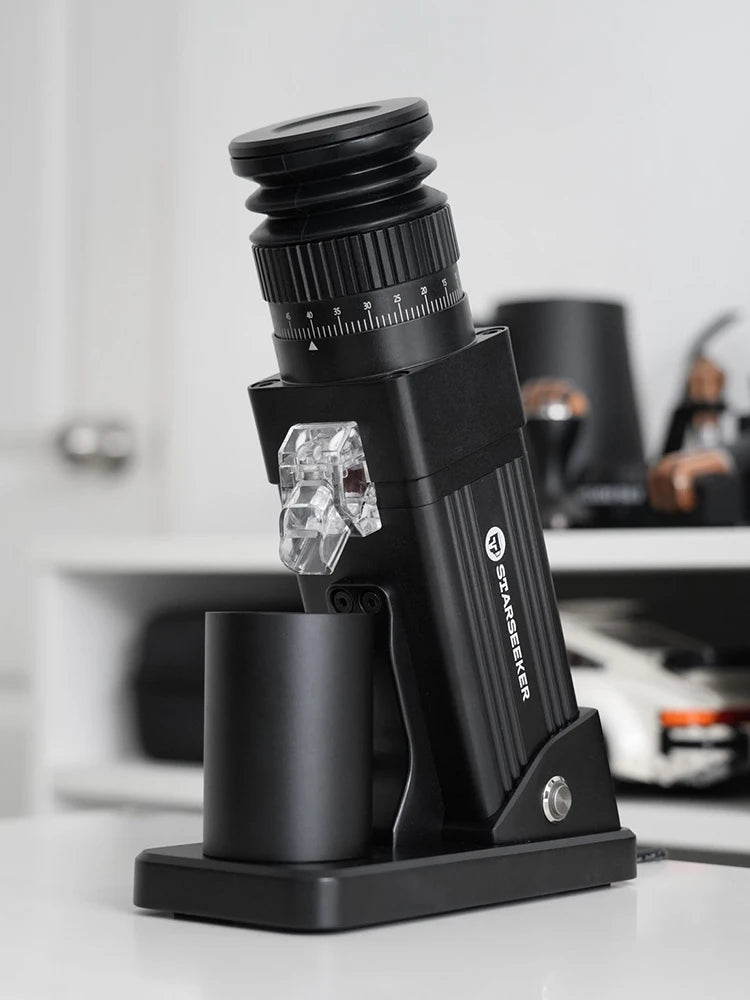 STARSEEKER E55Pro Electric Coffee Grinder 55MM Titanium Cone Burr Stepless Adjustment Espresso Brew Coffee Bean Grinder Black
