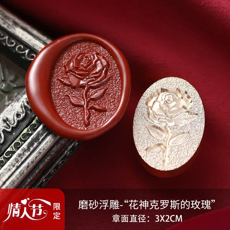 Valentine's Day Wax Seal Stamp Love Rose Sealing Stamp Head DIY Scrapbook Envelopes Wedding Invitations Gift Cards Decor