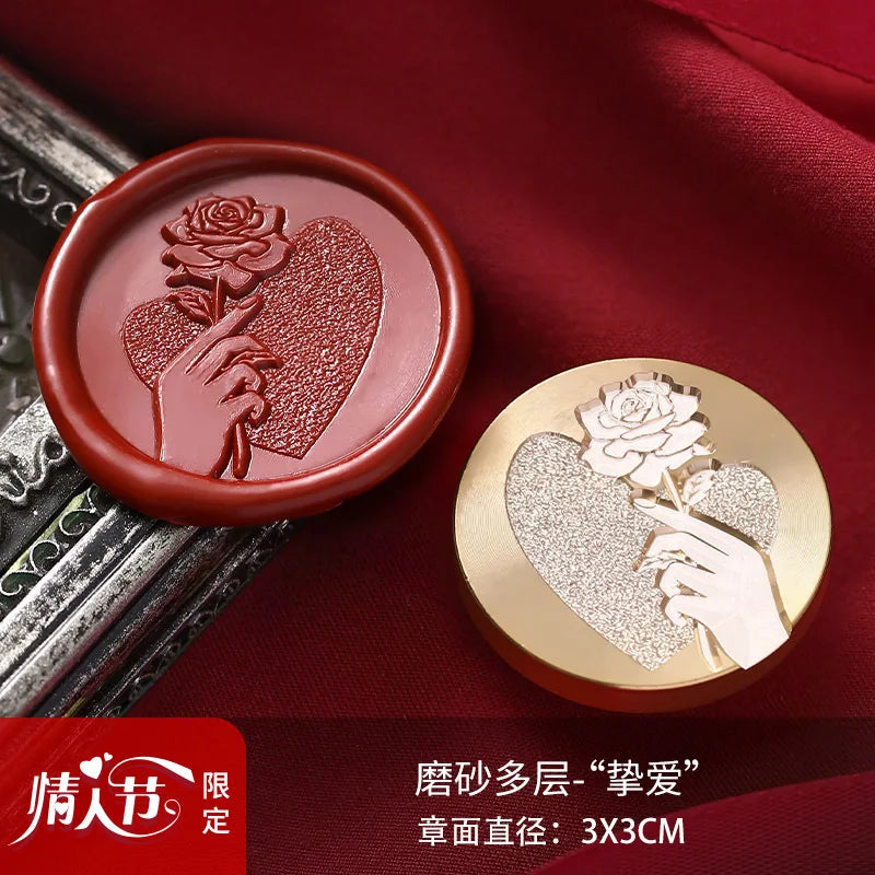 Valentine's Day Wax Seal Stamp Love Rose Sealing Stamp Head DIY Scrapbook Envelopes Wedding Invitations Gift Cards Decor