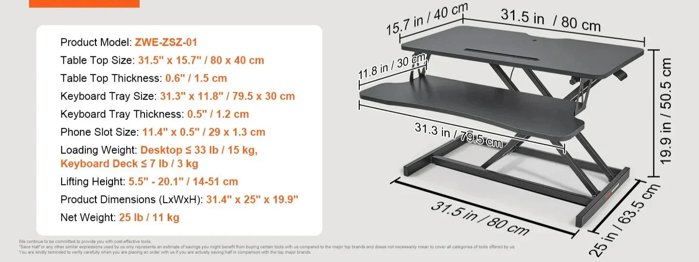 NNEOBA X-Frame Double-Layer Standing Desk Converter - Height Adjustable Sit-to-Stand Desk