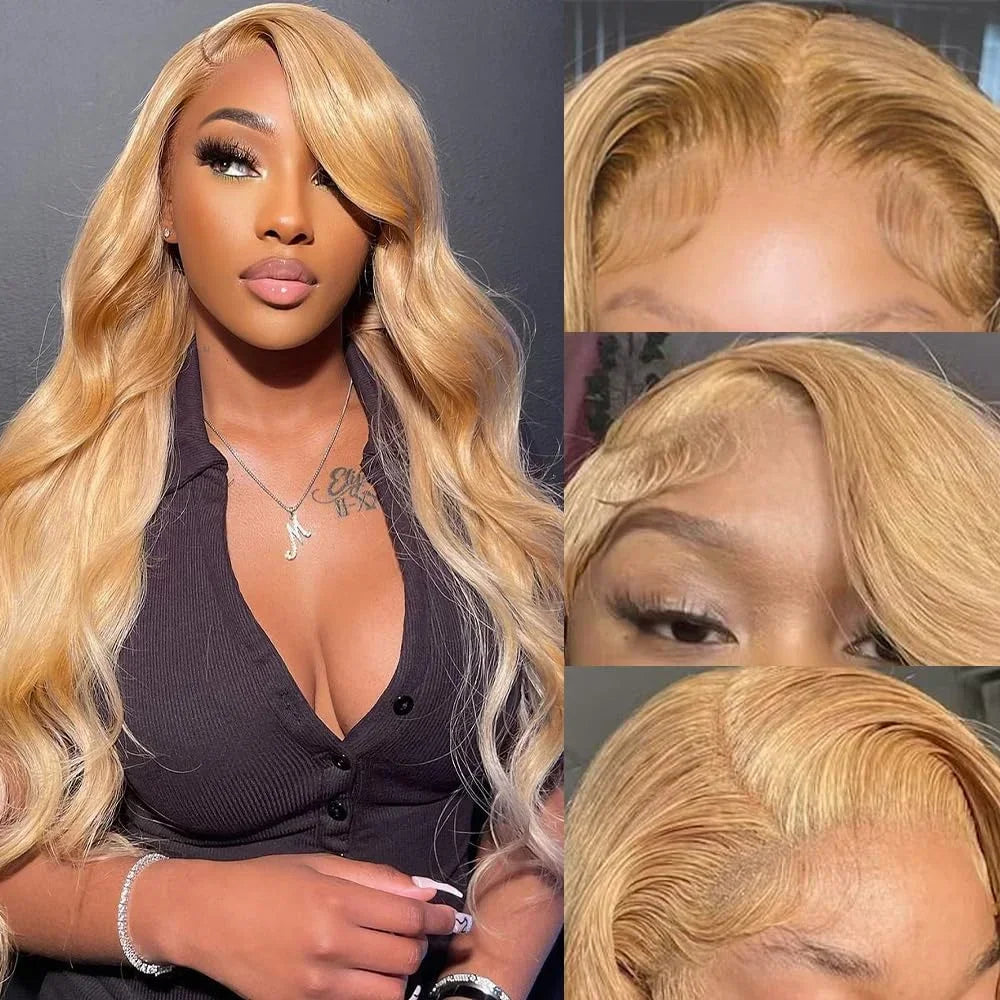 Hd Honey Blonde Wig Human Hair 13x6 Body Wave Lace Front Wigs For Women 13x4 Transparent Lace Loose Wave  #27 Colored Wigs