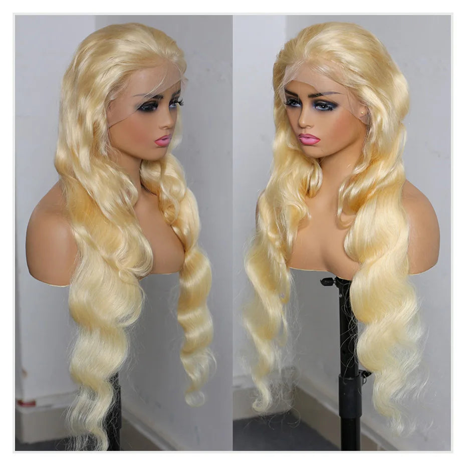 13x4 13x6 360 HD Transparent 613 Lace Frontal Wig Honey Blonde Color Brazilian Raw Body Wave Lace Front Human Hair Wig For Women