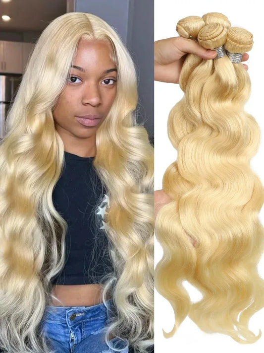 1/3/4 613 金色接髮 巴西髮束 波浪捲 Remy 真髮 長款 26 28 30 32 34 36 38 40 英寸