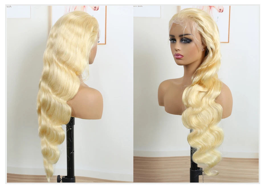 13x4 13x6 360 HD Transparent 613 Lace Frontal Wig Honey Blonde Color Brazilian Raw Body Wave Lace Front Human Hair Wig For Women