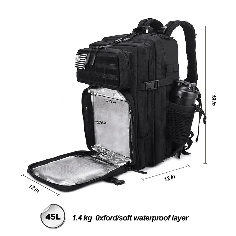 45L Tactical Backpack with Built-In Cooler Black-2