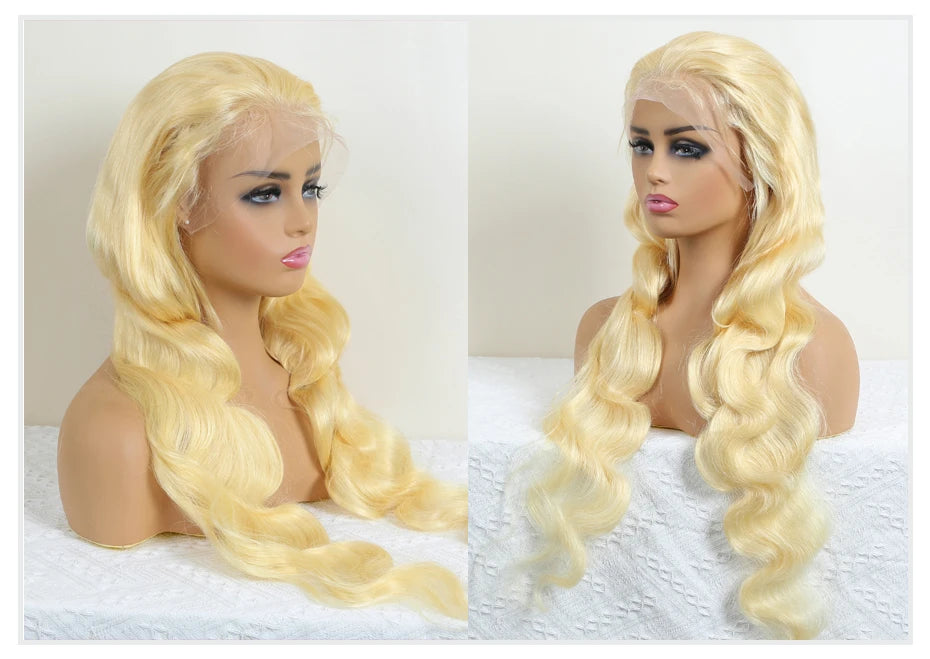 13x4 13x6 360 HD Transparent 613 Lace Frontal Wig Honey Blonde Color Brazilian Raw Body Wave Lace Front Human Hair Wig For Women